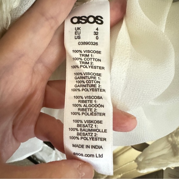 ASOS Design Ivory Boho Lace Tassel Top Size 0 - Picture 7 of 11